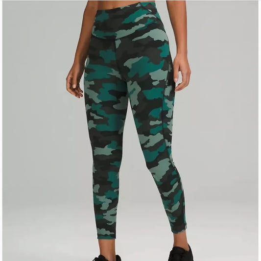 Lululemon Base Pace High-Rise Tight 25” Heritage 365 Camo Tidewater Teal Size 0
