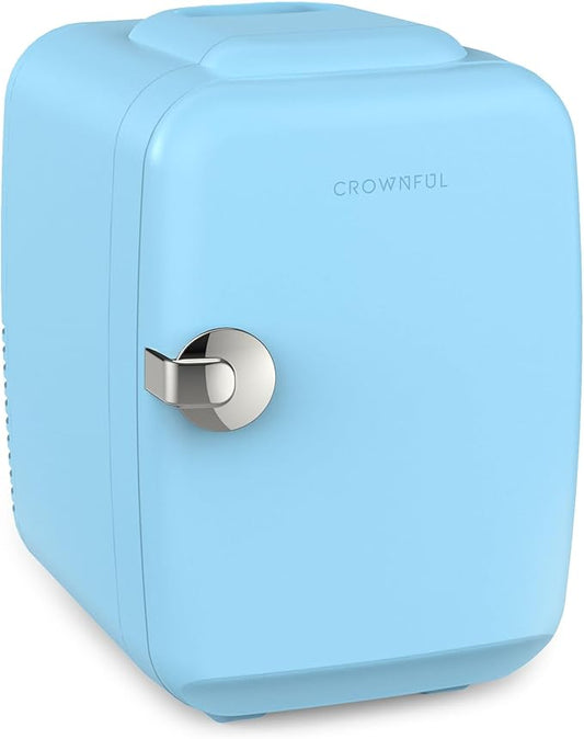 CROWNFUL Mini Fridge – 4 Liter / 6 Can Portable Cooler & Warmer