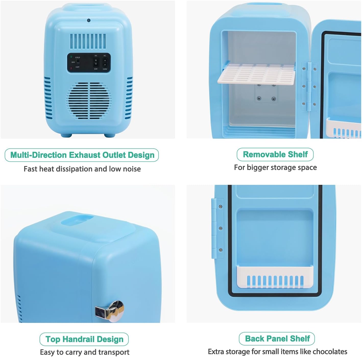 CROWNFUL Mini Fridge – 4 Liter / 6 Can Portable Cooler & Warmer