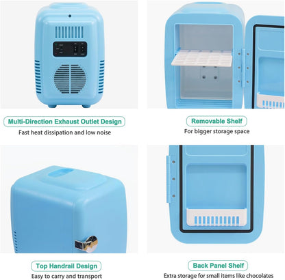 CROWNFUL Mini Fridge – 4 Liter / 6 Can Portable Cooler & Warmer