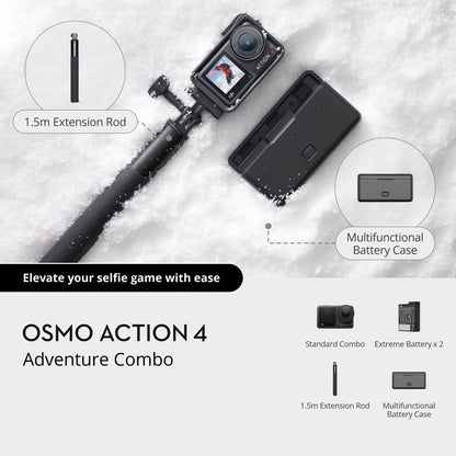 DJI Osmo Action 4 Adventure Combo – 4K Waterproof Action Camera with 3 Batteries