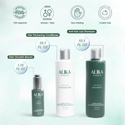 ALIKA Hair Growth Set – Shampoo, Conditioner & Serum Treatment for Thicker Fuller Hair – Men & Women