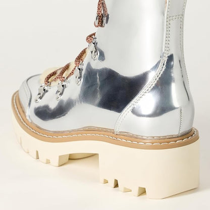 The Drop Women’s Caleb Shearling Hiking Boots – Silver Mirror