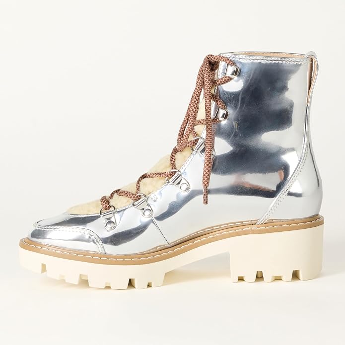 The Drop Women’s Caleb Shearling Hiking Boots – Silver Mirror