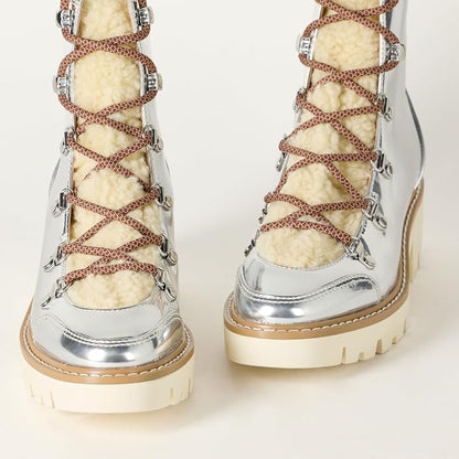 The Drop Women’s Caleb Shearling Hiking Boots – Silver Mirror