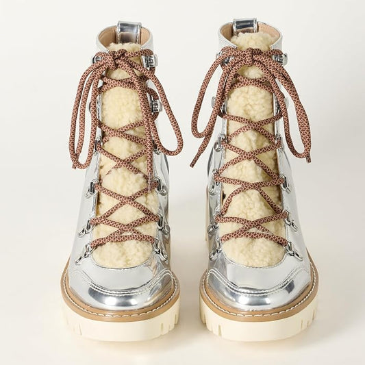The Drop Women’s Caleb Shearling Hiking Boots – Silver Mirror