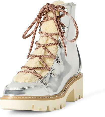 The Drop Women’s Caleb Shearling Hiking Boots – Silver Mirror