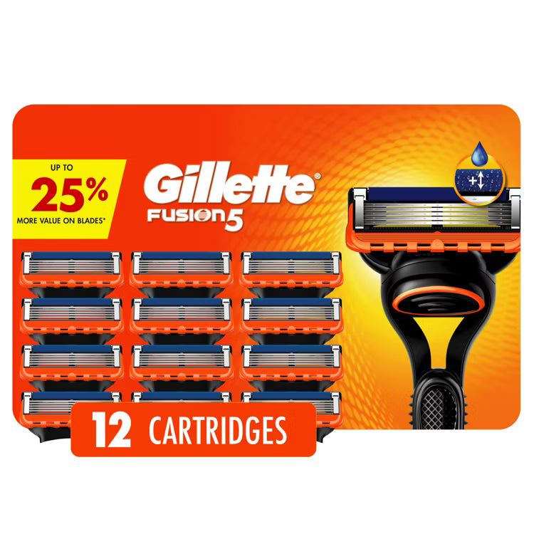 Gillette Fusion5 Mens Razor Blade Refills, 12 Count, Lubrastrip for a More Comfortable Shave