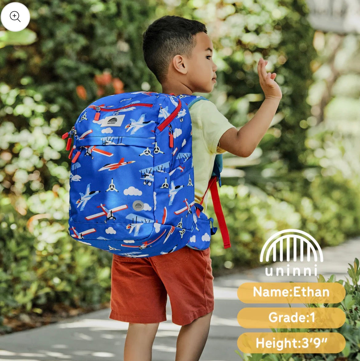 Uninni Kids Bailey Backpack Airplane 15” Laptop Padded School Bag