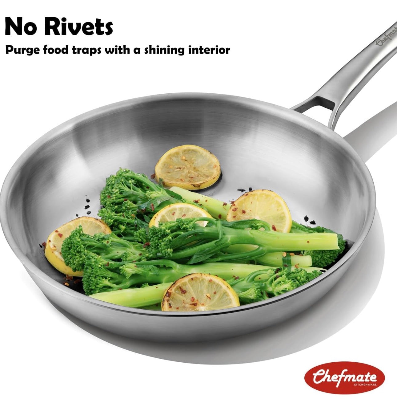 Chefmate 12” Tri-Ply Stainless Steel Frying Pan with Lid