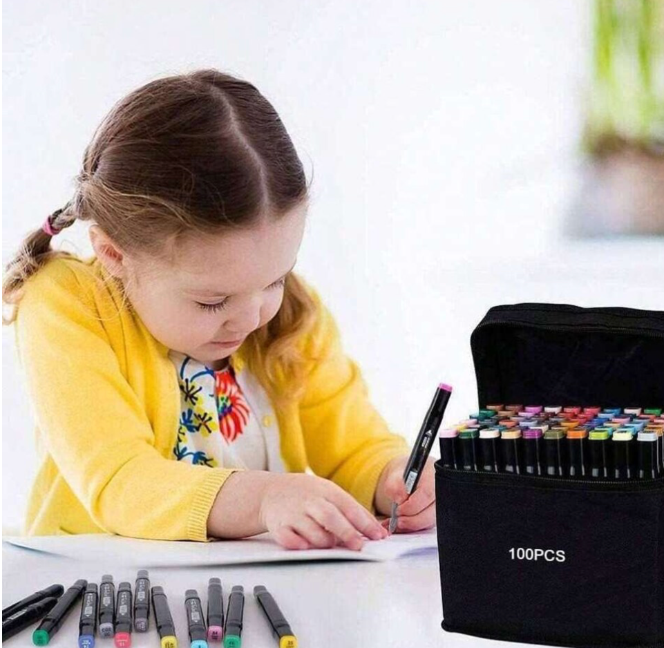 WCI.A Wonder 120 Dual Tip Art Markers Set – 120 Colors Alcohol Markers with Carrying Case