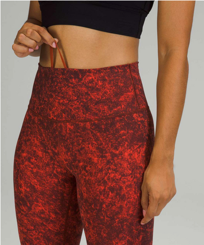 Lululemon Wunder Train High-Rise Crop 23" Denim Wash Print Autumn Red Size 14