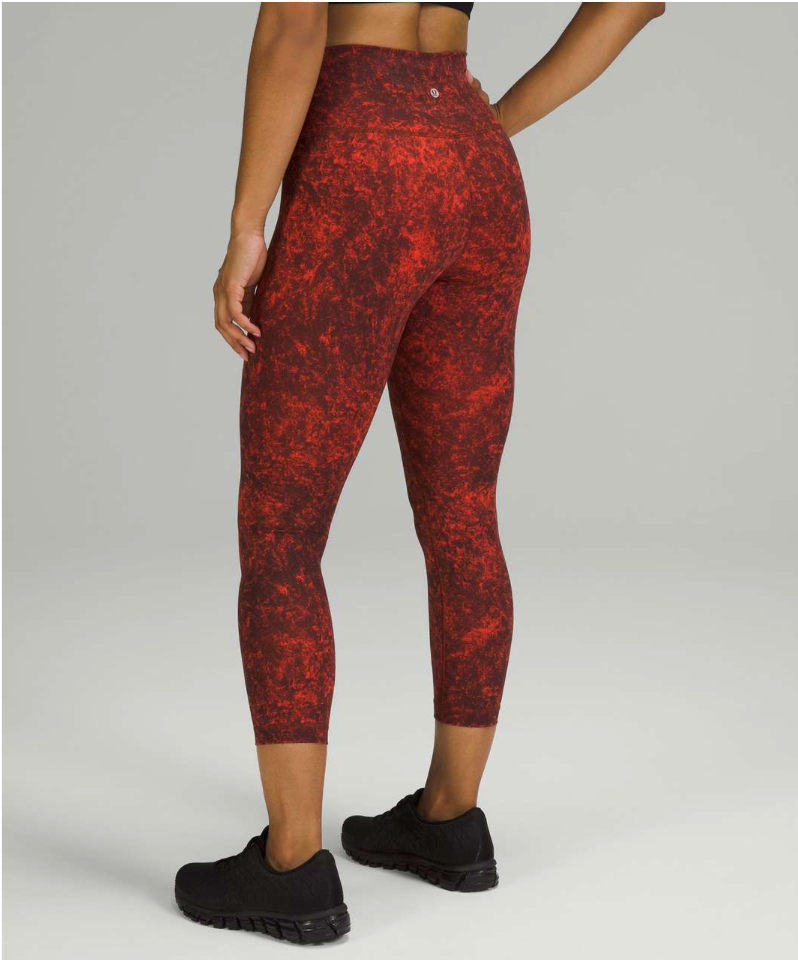 Lululemon Wunder Train High-Rise Crop 23" Denim Wash Print Autumn Red Size 14