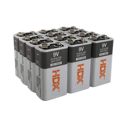 HDX 9V Alkaline Batteries (12-Pack) – Long Lasting Power for Smoke Detectors, Electronics & More