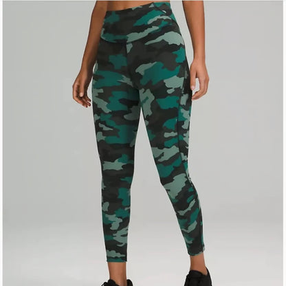 Lululemon Base Pace High-Rise Tight 25” Heritage 365 Camo Tidewater Teal Size 0