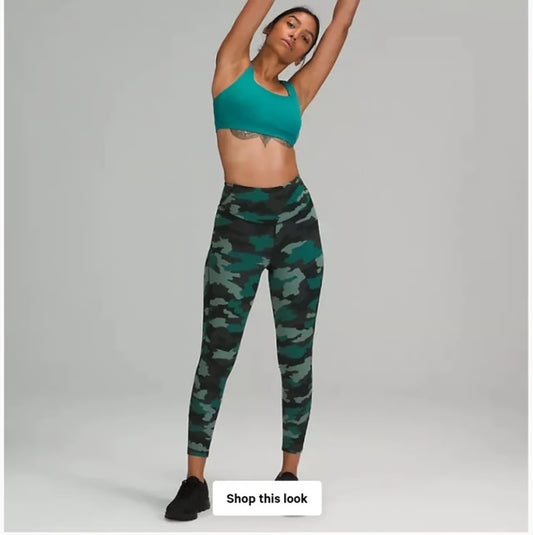 Lululemon Base Pace High-Rise Tight 25” Heritage 365 Camo Tidewater Teal Size 0