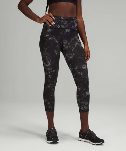 Lululemon Swift Speed High-Rise Crop 23” Aquila Black Multi Size 0