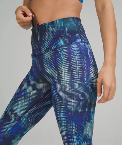 Lululemon Wunder Train HR Tight 25” Foil Shapeshifter Flux Blue Multi Size 14