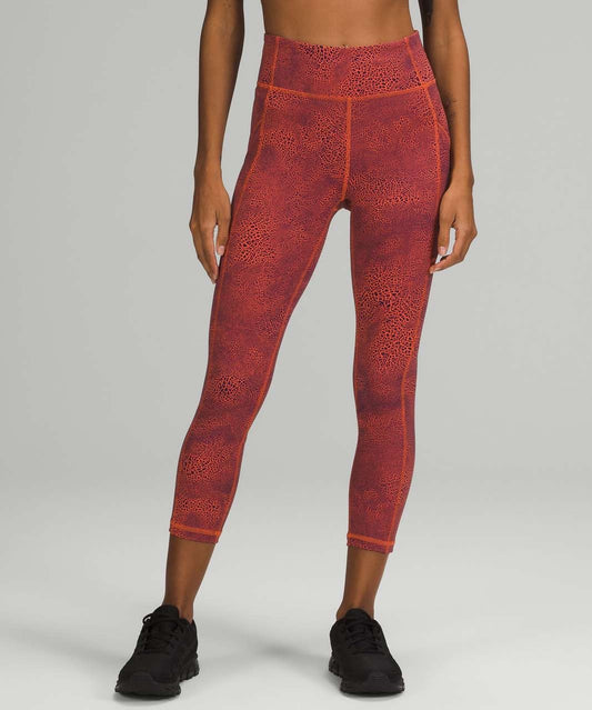 Lululemon Invigorate High-Rise Tight in the Crackle Glaze Vintage Orange Size 14