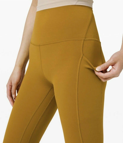 Lululemon Align HR Pant 25” Pockets Nulu Gold Spice Size 14 Leggings GLSC 76397